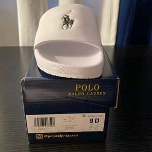 Men or Boys White Polo Slides